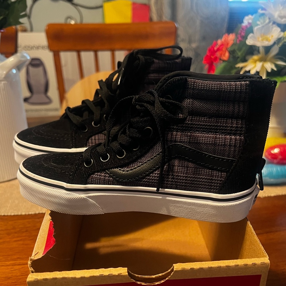 Brand new size 13 boys black and gray high top Vans sneakers